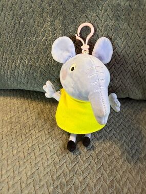 Peppa Pig Light Purple Elephant Plush with Yellow Dress and Pink Clip
